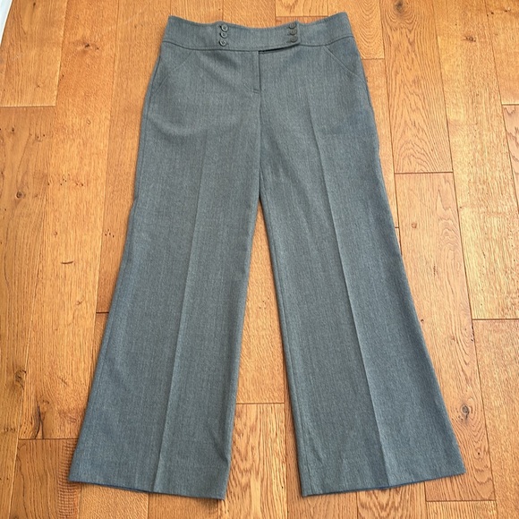 Valentino Gray Wool Wide Waistband Two Side Pockets Flare Pants Slacks US 10 - Picture 1 of 7